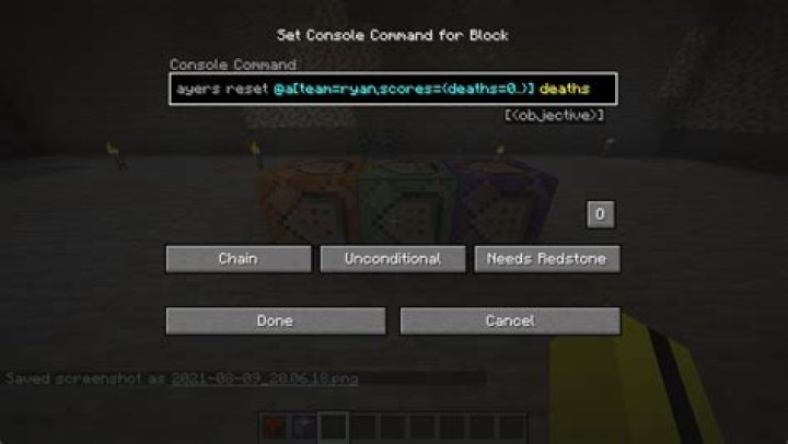 How can I make a command block kick specific player on their death?
