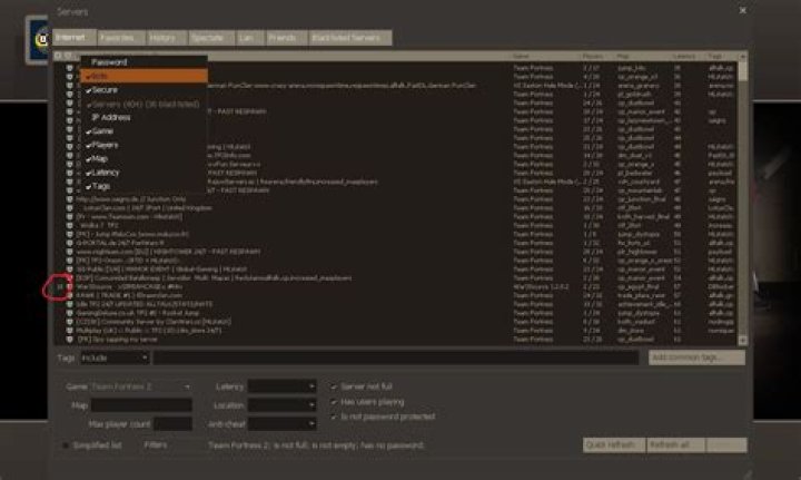 How do I avoid TF2 servers loaded with bots?