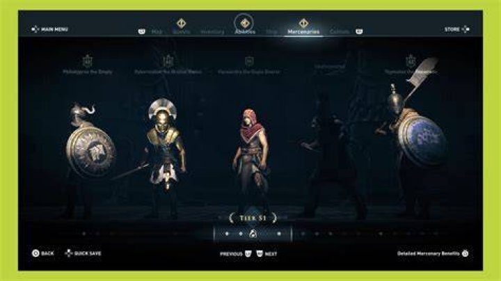How do you advance through mercenary tiers in AC:Odyssey?