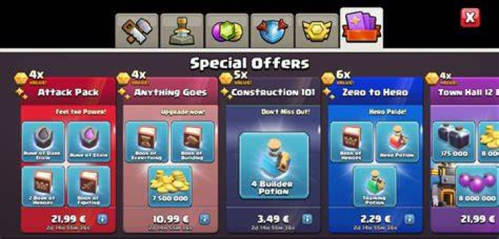 What does 4X, 5X, 6X VALUE! mean in Special Offers in CoC?